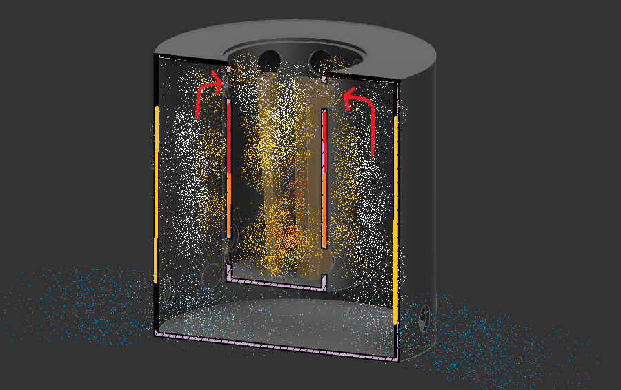 showing airflow of the fire bucket