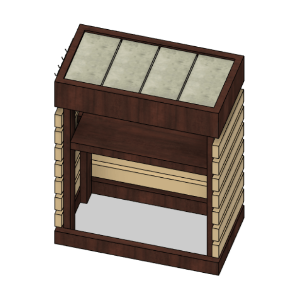 CAD design facing towards grill stand back