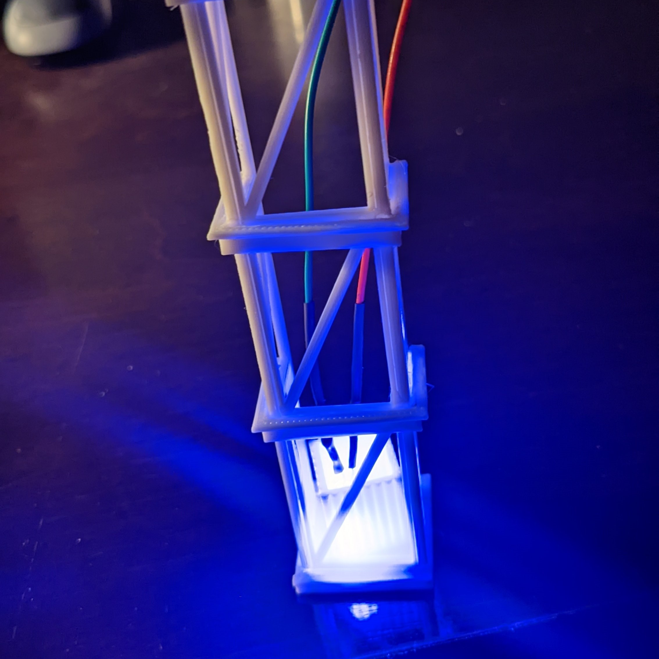 Unpainted core with LED on