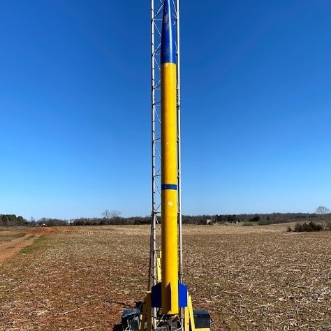 rocket test launch in field