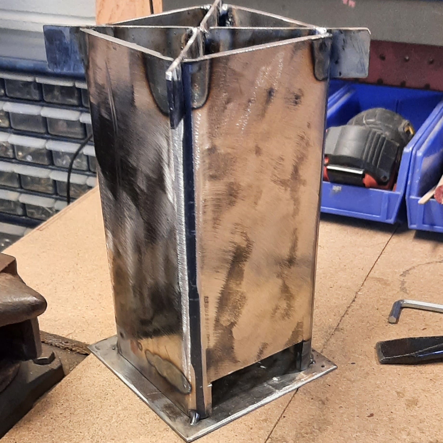 First attempts at stick welding.
